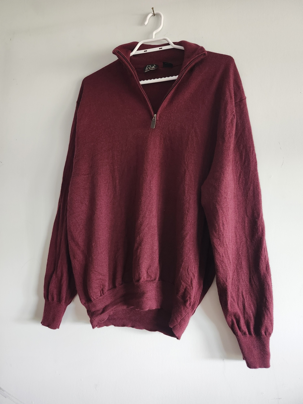 Jos. A. Bank 100% Merino Wool Quarter-Zip Sweater | Burgundy | XL